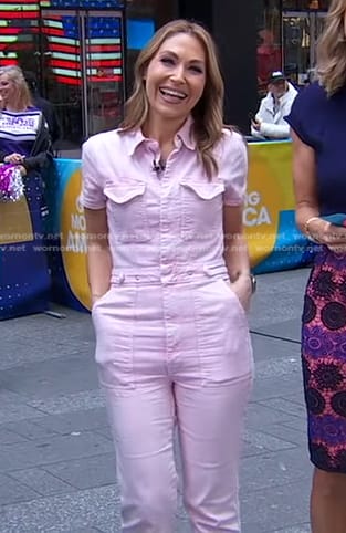 Lori's pink short sleeve jumpsuit on Good Morning America