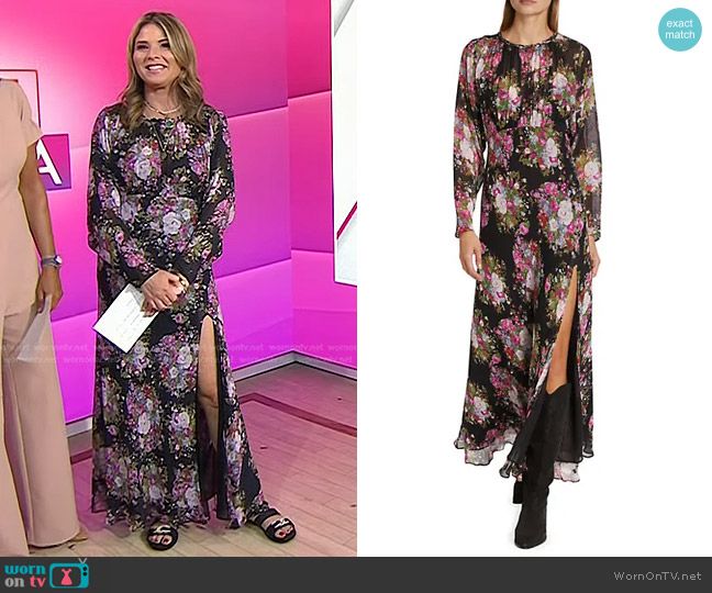 WornOnTV: Jenna’s black floral slit maxi dress on Today | Jenna Bush ...