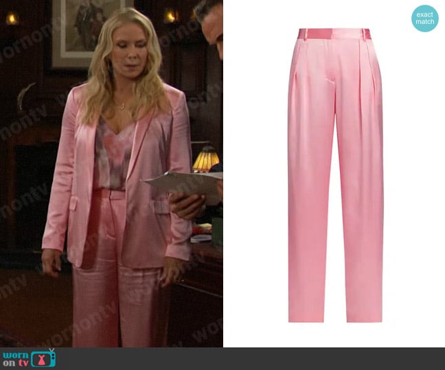 LoveShackFancy Emberlynn Pants in Sweet Pink worn by Brooke Logan (Katherine Kelly Lang) on The Bold and the Beautiful