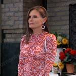 Lucy’s red ruched abstract print dress on General Hospital
