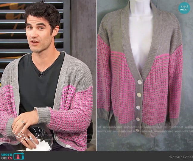 Lush Knit Cardigan worn by Darren Criss on Access Hollywood