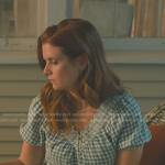 Maddie’s blue embroidered check top on Sweet Magnolias