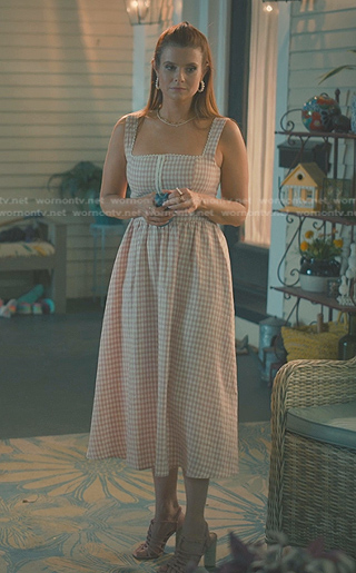 Maddie's pink gingham check dress on Sweet Magnolias