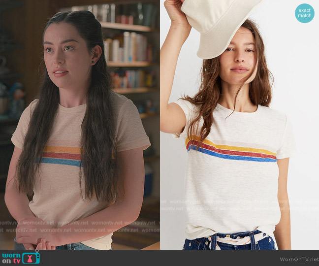 Madewell Hi-Fi Shrunken Tee in Placed Stripe worn by Annie Sullivan (Anneliese Judge) on Sweet Magnolias