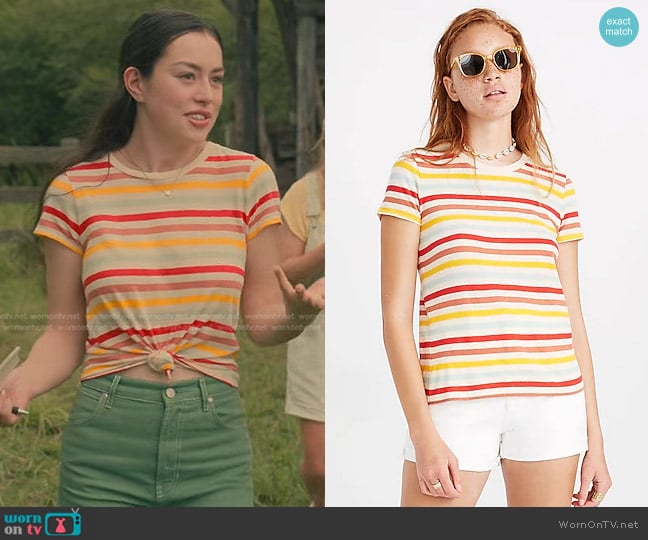 Madewell Lo-Fi Shrunken Tee in Lennie Stripe worn by Annie Sullivan (Anneliese Judge) on Sweet Magnolias