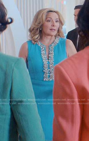 Madolyn's turquoise blue crystal embellished dress on Glamorous