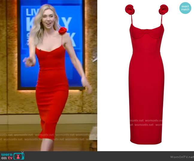 Magda Butrym Rose-Detailed Dress worn by Vanessa Kirby on Live with Kelly and Mark