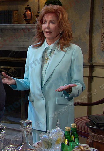 Maggie's blue houndstooth blouse and blazer on Days of our Lives