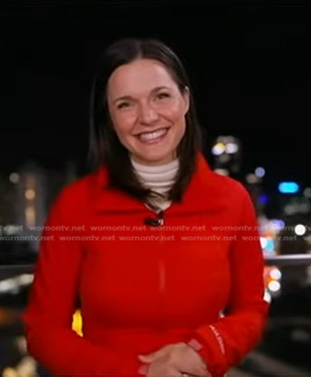 Maggie Rulli’s red down jacket on Good Morning America