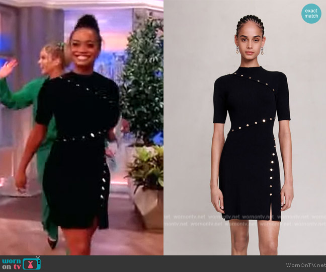 Maje Dress in Ribbed Knit worn by Rachel Lindsay on The View