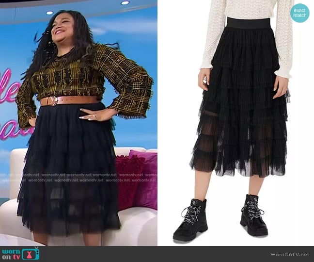 Maje Josepha Tiered Tulle Skirt worn by Michelle Buteau on Today