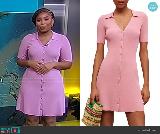 Maje Roliane Knit Polo Mini Dress worn by Somara Theodore on Good Morning America