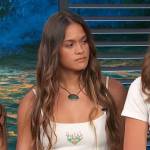 Maluhia Kinimaka’s white cropped cami on Access Hollywood