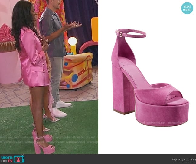 Marc Fisher Della Ankle Strap Platform Sandal worn by Charity Lawson on The Bachelorette