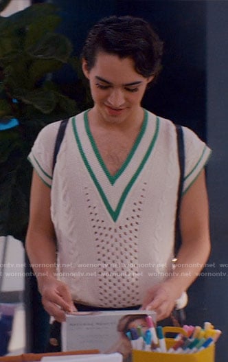 Marco's sweater vest with green trim on Glamorous