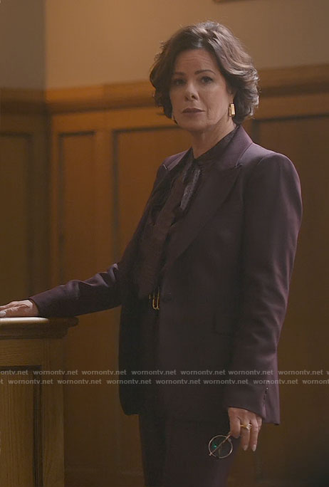 Margaret's dark purple blazer and pants on So Help Me Todd