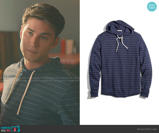 Ty’s navy striped hoodie on Sweet Magnolias