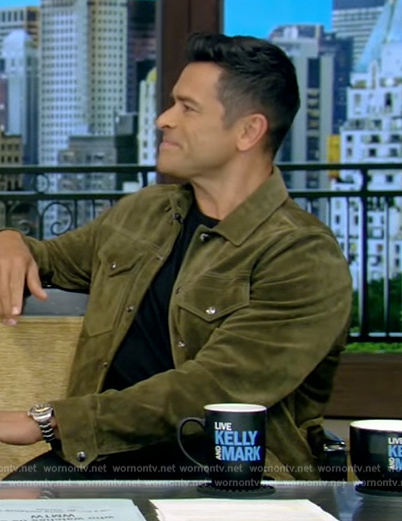 Mark's green corduroy jacket on Live with Kelly and Mark