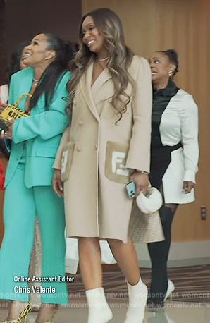 Marlo's beige fendi coat on The Real Housewives of Atlanta