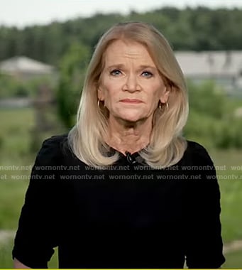 Martha Raddatz’s black ruched sleeve top on Good Morning America