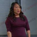 Melinda’s purple elbow sleeve dress on Days of our Lives