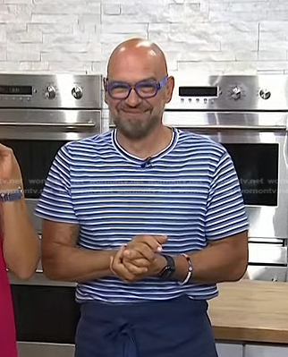 Michael Symon’s blue striped tee on Today