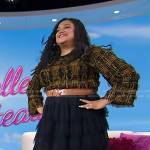 Michelle Buteau’s black plaid sweater and tiered tulle skirt on Today