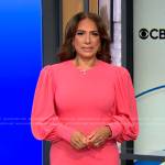 Michelle Miller’s pink balloon sleeve dress on CBS Mornings