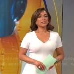 Michelle Miller’s white v-neck a-line dress on CBS Mornings