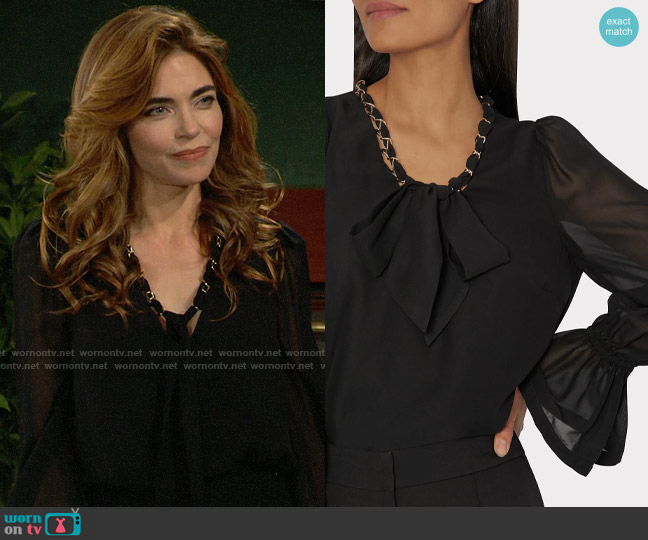 Milly Kiara Blouse worn by Victoria Newman (Amelia Heinle) on The Young and the Restless