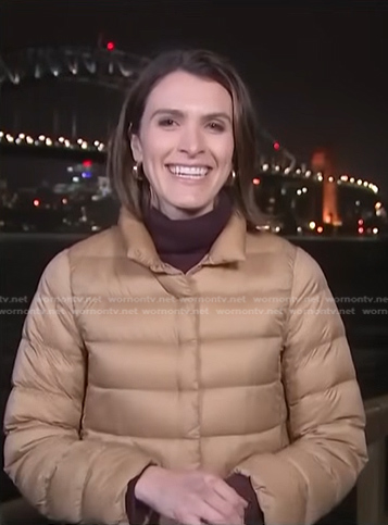 Molly Hunter's beige down jacket on NBC News Daily