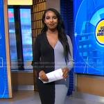 Mona Kosar Abdi’s black and grey colorblock dress on Good Morning America