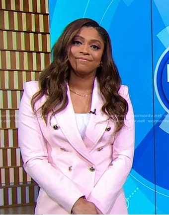 Morgan Norwood's pink double breasted blazer on Good Morning America