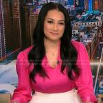 Morgan’s pink v-neck blouse on NBC News Daily