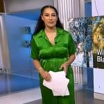 Morgan’s green satin shirtdress on NBC News Daily