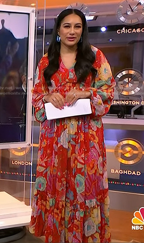 Morgan’s red floral maxi dress on NBC News Daily