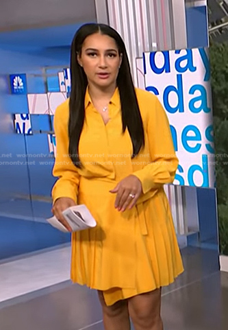 Morgan's yellow pleated shirtdress on NBC News Daily