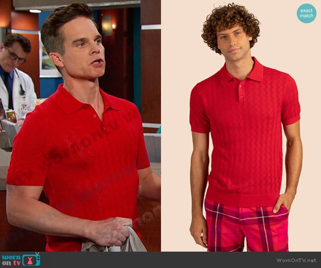 Mr Turk Herse Short Sleeve Polo worn by Leo Stark (Greg Rikaart) on Days of our Lives