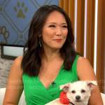 Nancy Chen’s green wrap dress on CBS Mornings