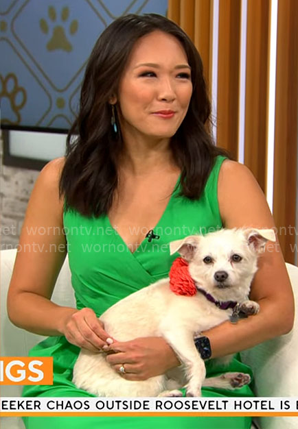 Nancy Chen's green wrap dress on CBS Mornings