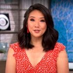 Nancy Chen’s orange floral dress on CBS Mornings