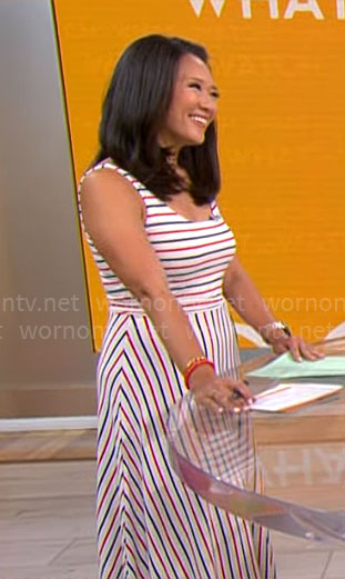 Nancy Chen's striped midi dress on CBS Mornings