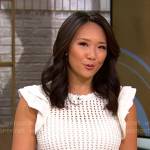 Nancy Chen’s white crochet knit top on CBS Mornings