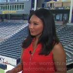 Nancy Chen’s red zip front top on CBS Mornings