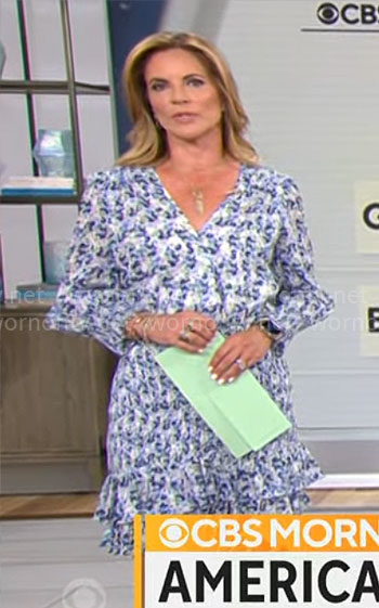 Natalie Morales’ blue floral dress on CBS Mornings