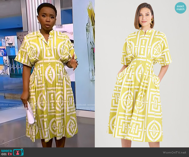 Natori Infinity Cotton Poplin Mandarin Dress worn by Zinhle Essamuah on NBC News Daily