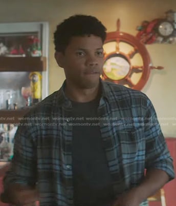 Ned’s blue plaid shirt on Nancy Drew