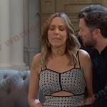 Nicole’s black geometric print cutout jumpsuit on Days of our Lives