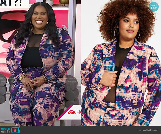 Nina Parker Trendy Plus Size Cropped Open-Front Blazer worn by Nina Parker on Today