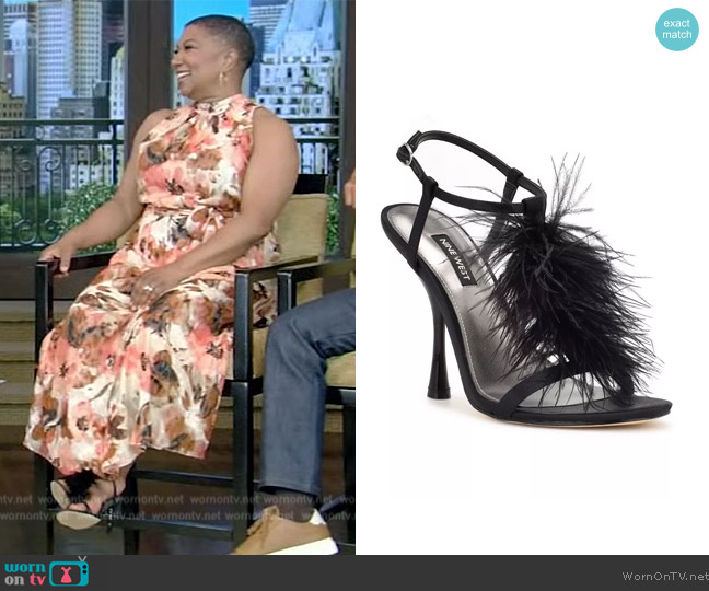 Nine West Million Feather Sandal worn by Deja Vu on Live with Kelly and Mark